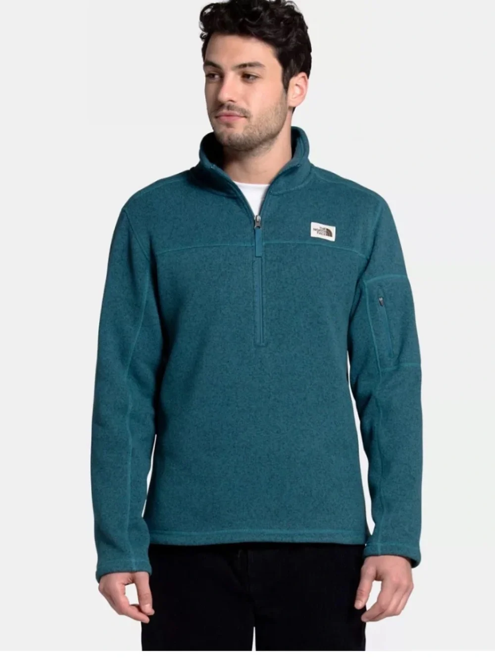 The North Face Men's Gordon Lyons 1/4 Zip Fleece Pullover in teal Medium